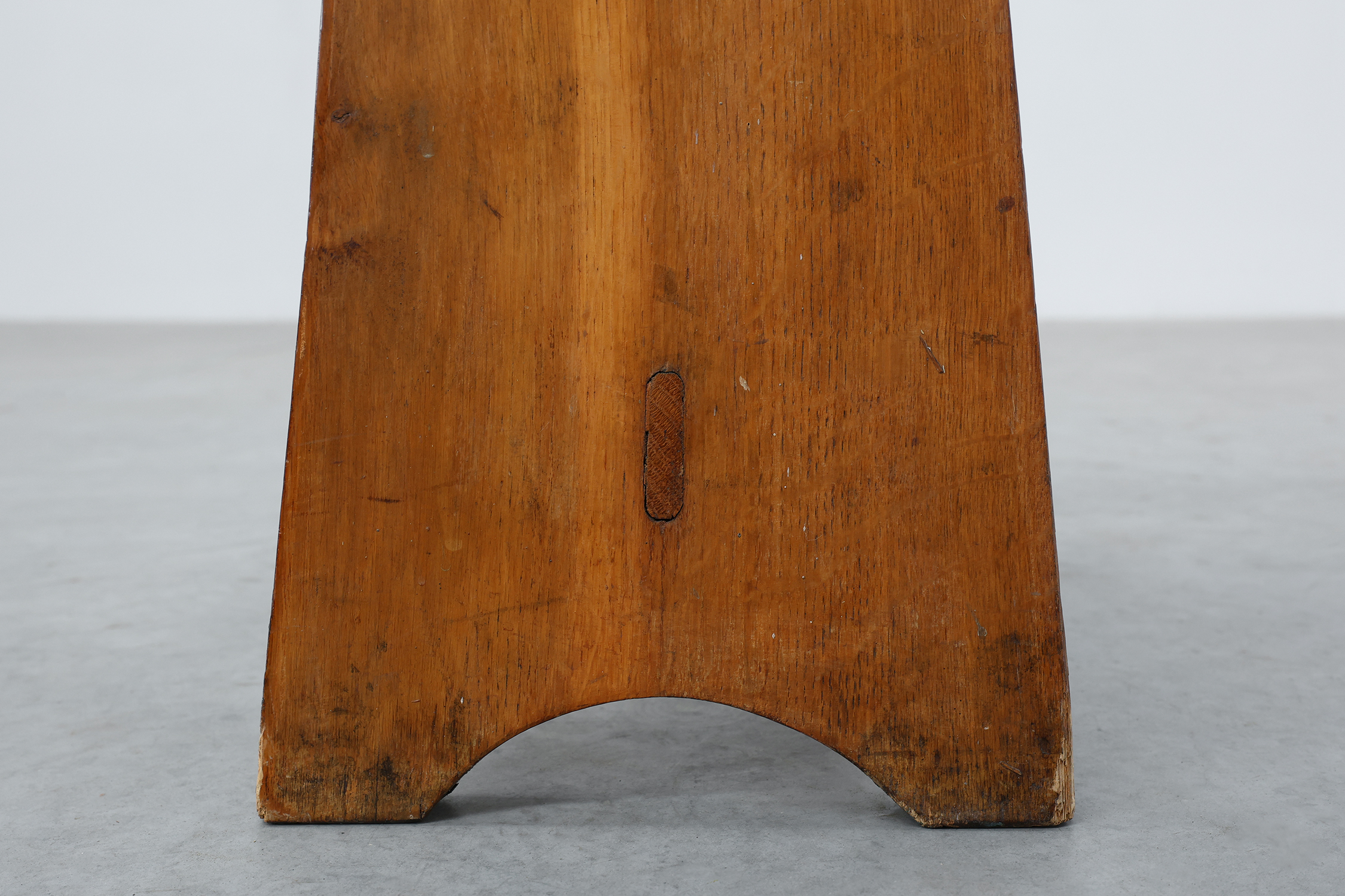 Rustic Pine Stool with Cut-Out Trestle Legs, Sweden, circa 1920thumbnail